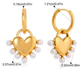 Brinco de Ouro 18k Feminino Coração e Pérolas