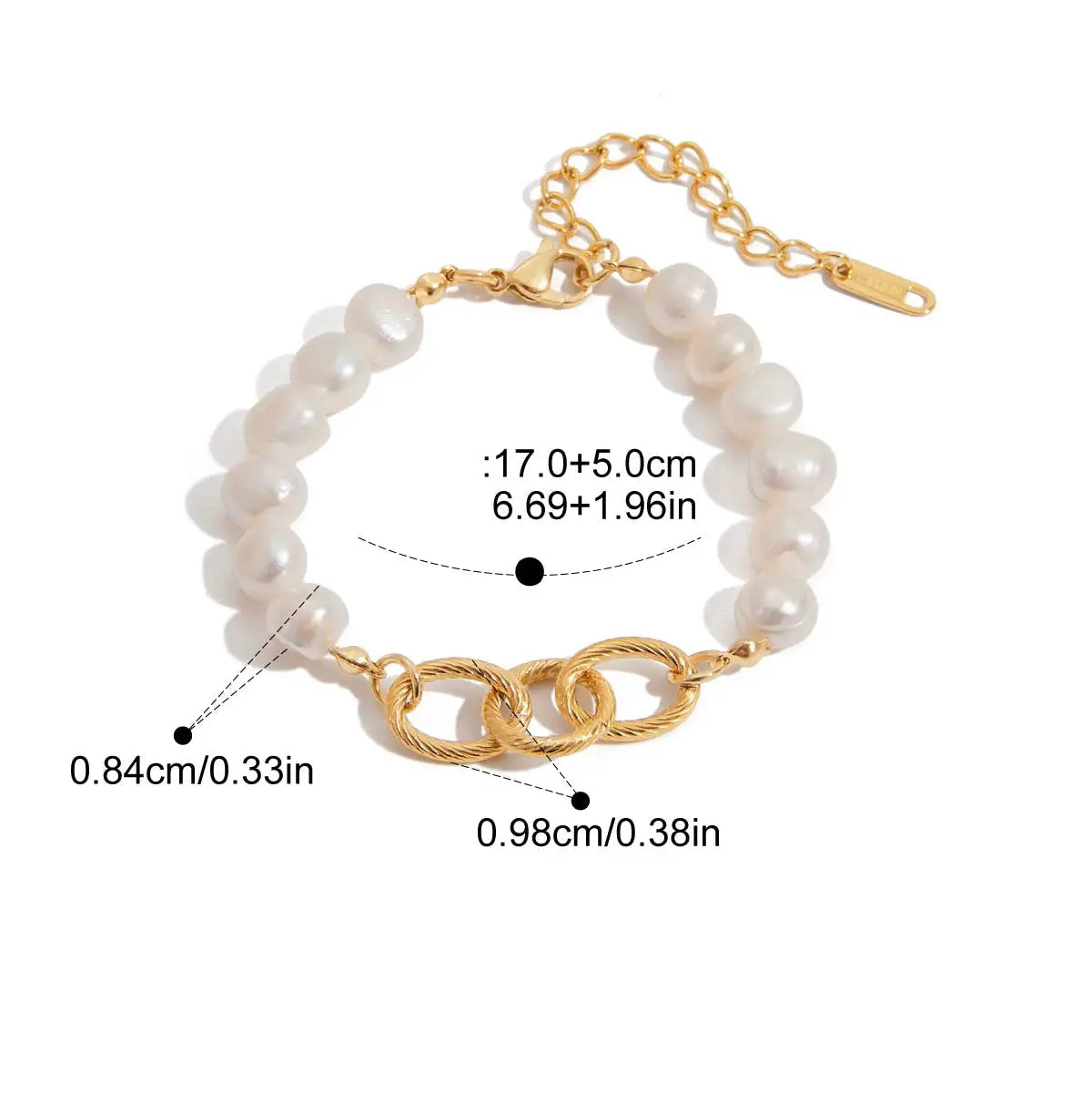 Pulseira de Pérolas de Água Doce Luxuosa
