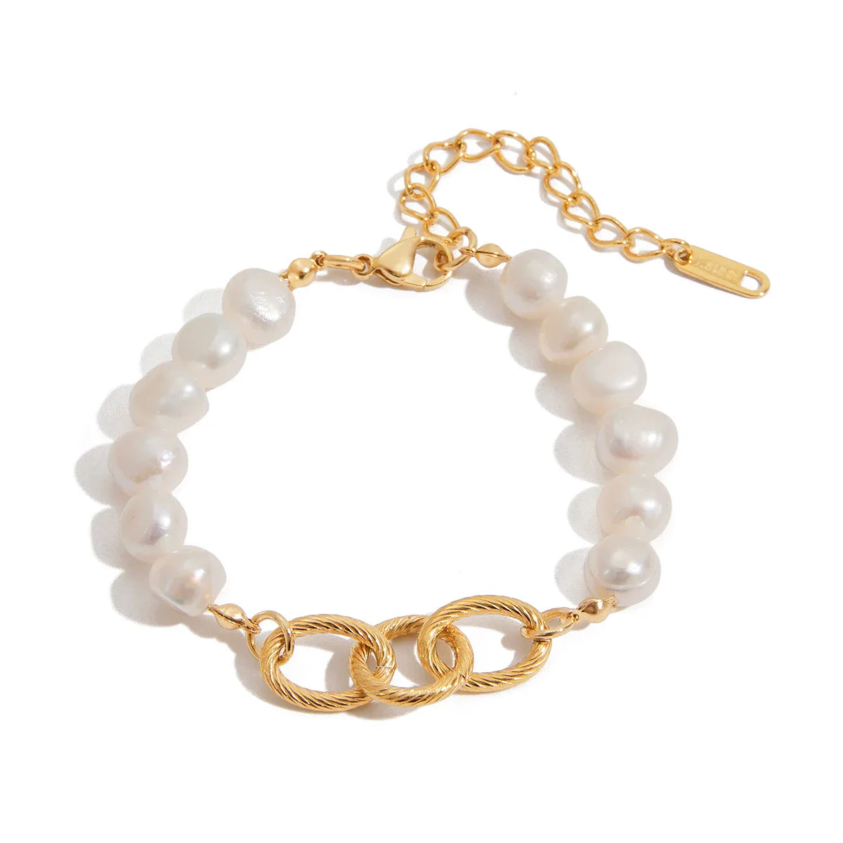 Youthway pérola de água doce rosqueada corrente pulseira pulseira de aço inoxidável jóias de pulso luxo elegante pérolas pulseira