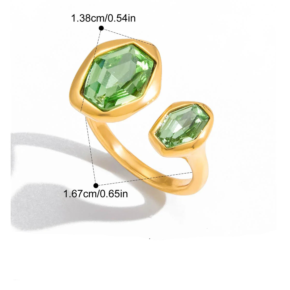 Anéis Geométricos de Zircônia Banhados a Ouro 18k