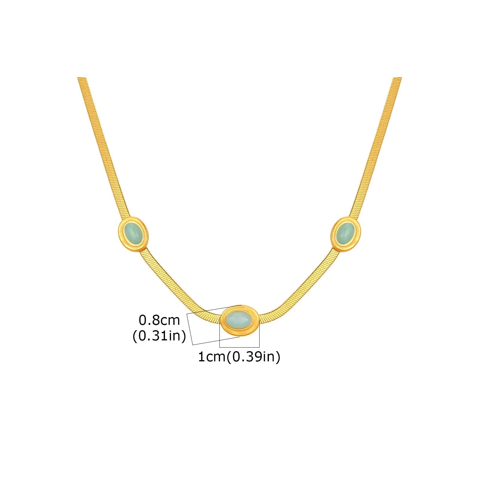 Conjunto de Semi Joias de Aço Inoxidável com Pedra Natural