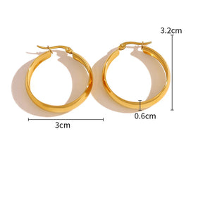 YACHAN Brincos de argola clássicos da moda em aço inoxidável para mulheres minimalistas vintage banhados a ouro 18K joias sem manchas