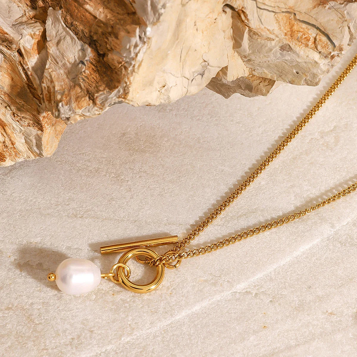 Youthway banhado a ouro aço inoxidável na moda minimalista pérola pingente colar para mulheres à prova dwaterproof água anti alérgico jóias
