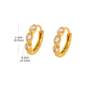 Brinco Argola Feminino Zircônia Dourada Elegante