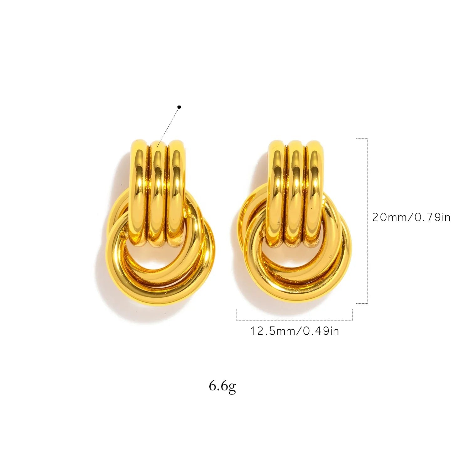 Brincos de argola com nó torcido – joias de aço inoxidável banhado a ouro 18K, joias minimalistas diárias para mulheres, presente para ela