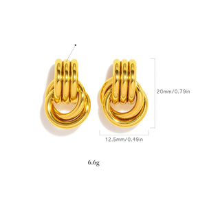 Brincos de argola com nó torcido – joias de aço inoxidável banhado a ouro 18K, joias minimalistas diárias para mulheres, presente para ela
