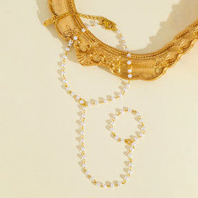 Pulseira elegante de pérolas falsas, pulseira de elo de corrente de aço inoxidável banhada a ouro 18K, joias hipoalergênicas para festa de casamento feminina
