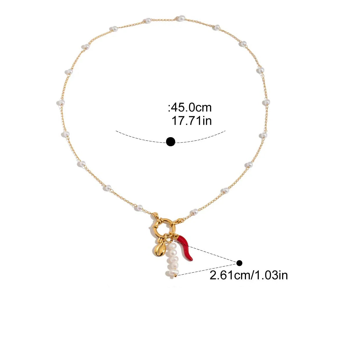 Colar de Pérola Natural Dourado Oceanic Charm