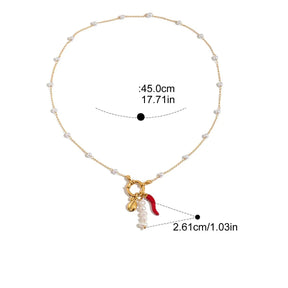 Colar de Pérola Natural Dourado Oceanic Charm