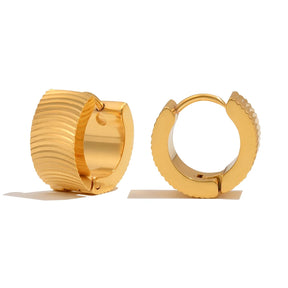 Brincos Clássicos Listrados, Pequenos, em Aço Inoxidável com Revestimento de Ouro 18K, Hipoalergênicos para Mulheres, Presente de Joias Delicadas para o Dia a Dia