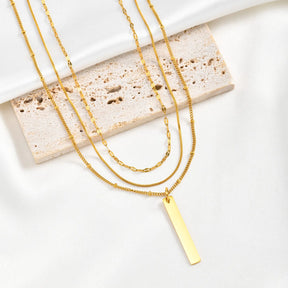 Colar de Pingente Vertical em Camadas para Mulheres, Corrente de Clavícula, Colar Choker, Joias Banhadas a Ouro 18K PVD, à Prova d'Água