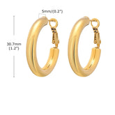 Brincos de argola circulares de 30/40/50 mm para mulheres, joias minimalistas clássicas banhadas a ouro 18k de aço inoxidável hipoalergênico