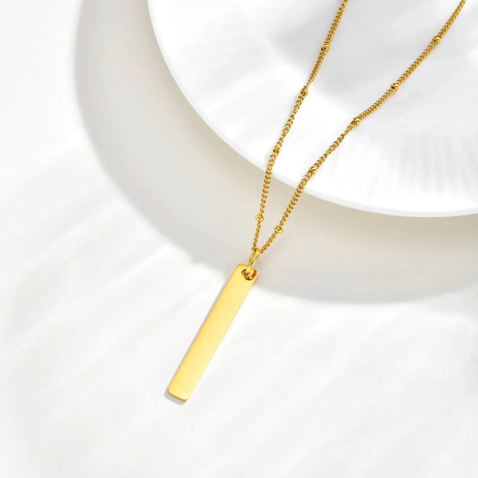 Colar de Pingente Vertical em Camadas para Mulheres, Corrente de Clavícula, Colar Choker, Joias Banhadas a Ouro 18K PVD, à Prova d'Água