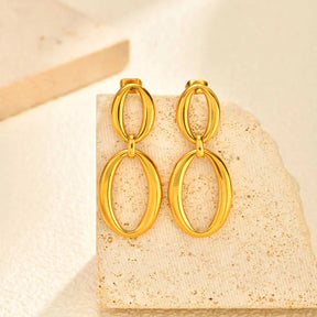 Brinco de Ouro 18k Feminino Geométrico com Zircão