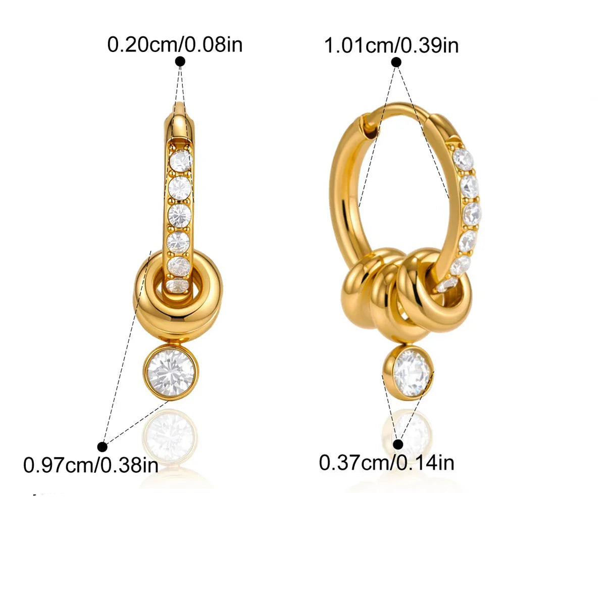 Brinco de Ouro 18k Feminino Cristal Elegância