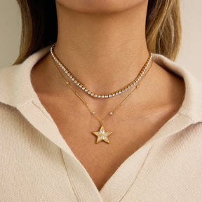 Youthway delicado zircão estrela pingente colar para mulher minimalista 18k ouro pvd banhado a aço inoxidável colar moda jóias