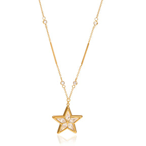 Youthway delicado zircão estrela pingente colar para mulher minimalista 18k ouro pvd banhado a aço inoxidável colar moda jóias