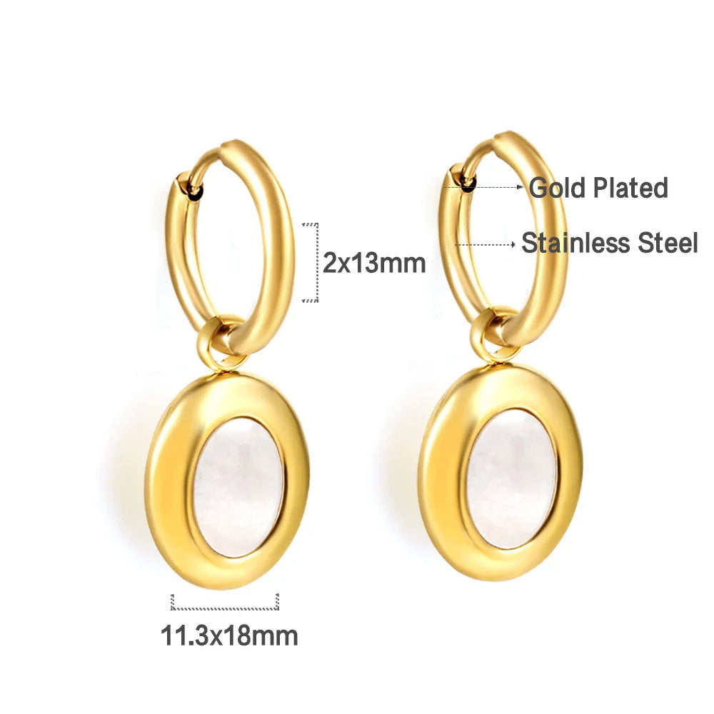 Brinco de Ouro Feminino Delicado Concha Oval