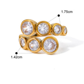 Anéis Geométricos de Zircônia Banhados a Ouro 18k