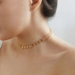 Colar Choker de Diamantes em Aço Inoxidável Banhado a Ouro 18K Hipoalergênico, Corrente Sexy para Festas, Joia Feminina
