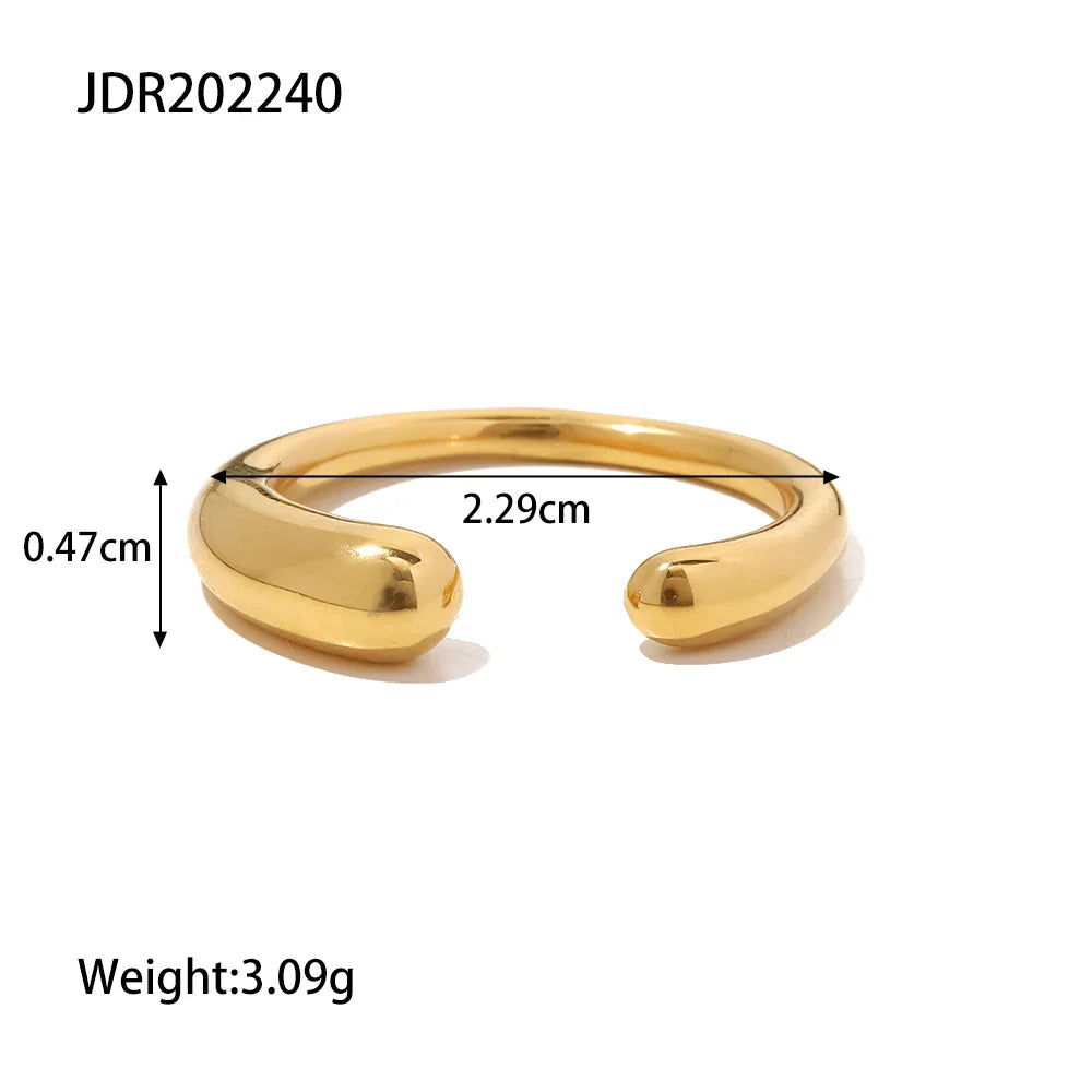 Anel Aberto de Aço Inoxidável Banhado a Ouro 18K