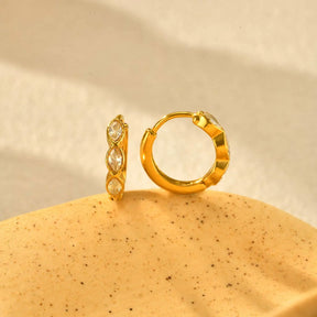 Brincos de argola de zircônia de aço inoxidável, brincos pequenos redondos huggie, joias de orelha de piercing de círculo de zircônia feminino
