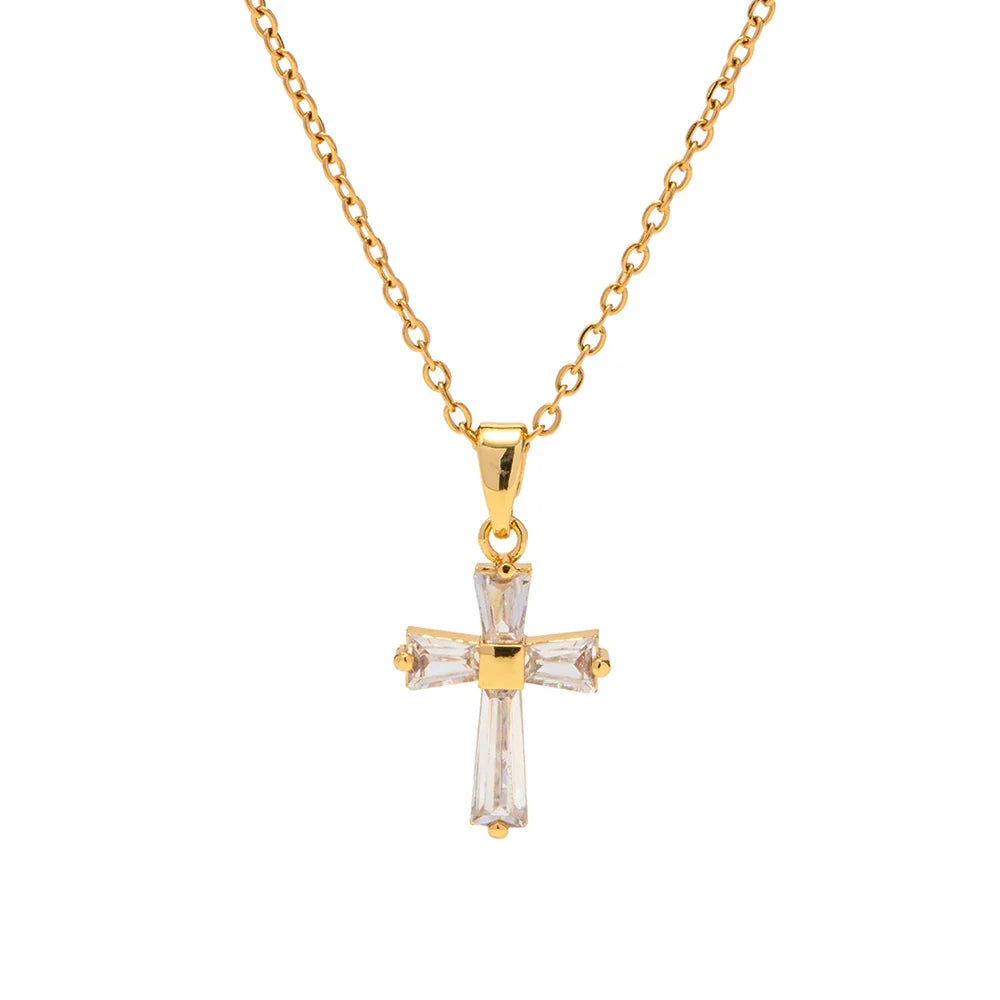 Youthway delicado branco zircônia cúbica quadrado geométrico pingente colar minimalista charme colar jóias feminino