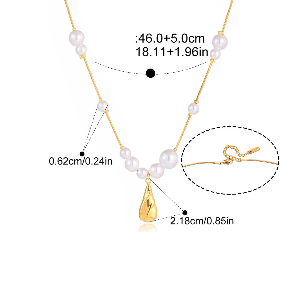 Colar Gota de Água com Pérolas Banhado a Ouro 18k