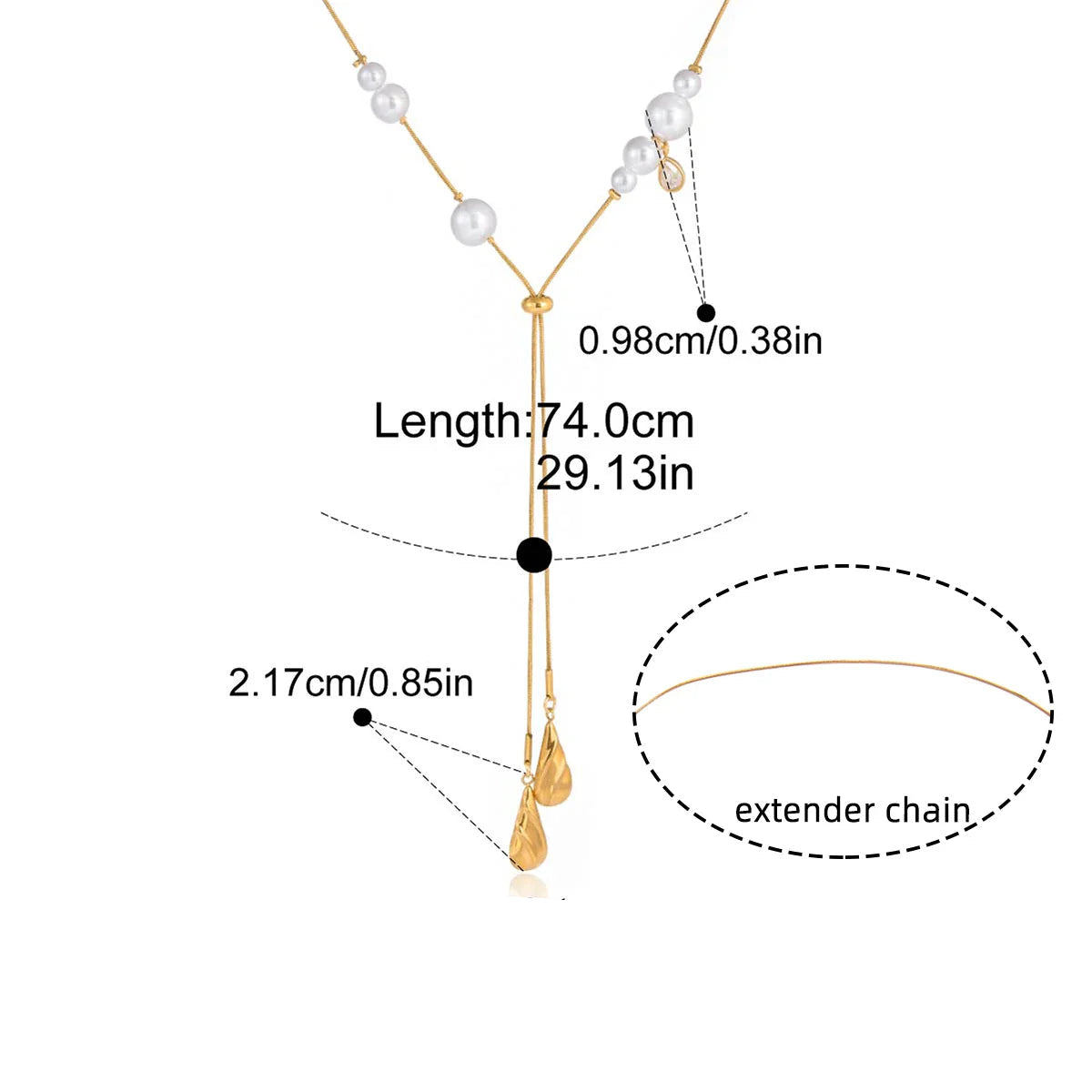 Colar Gota de Água com Pérolas Banhado a Ouro 18k