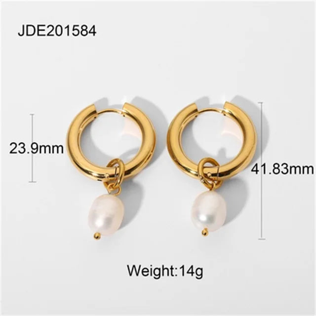 Brinco de Ouro Feminino Pérola Elegante