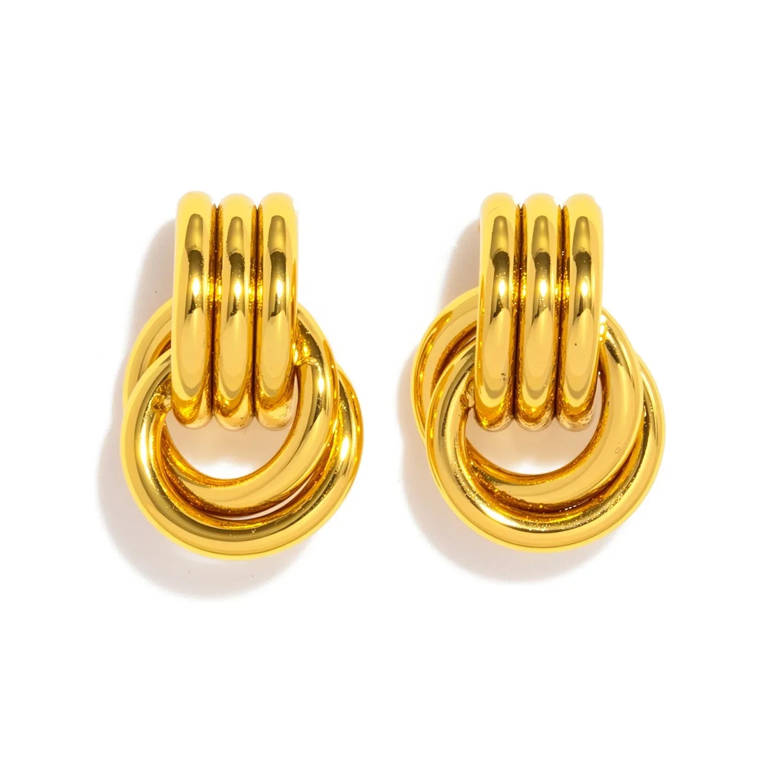 Brincos de argola com nó torcido – joias de aço inoxidável banhado a ouro 18K, joias minimalistas diárias para mulheres, presente para ela