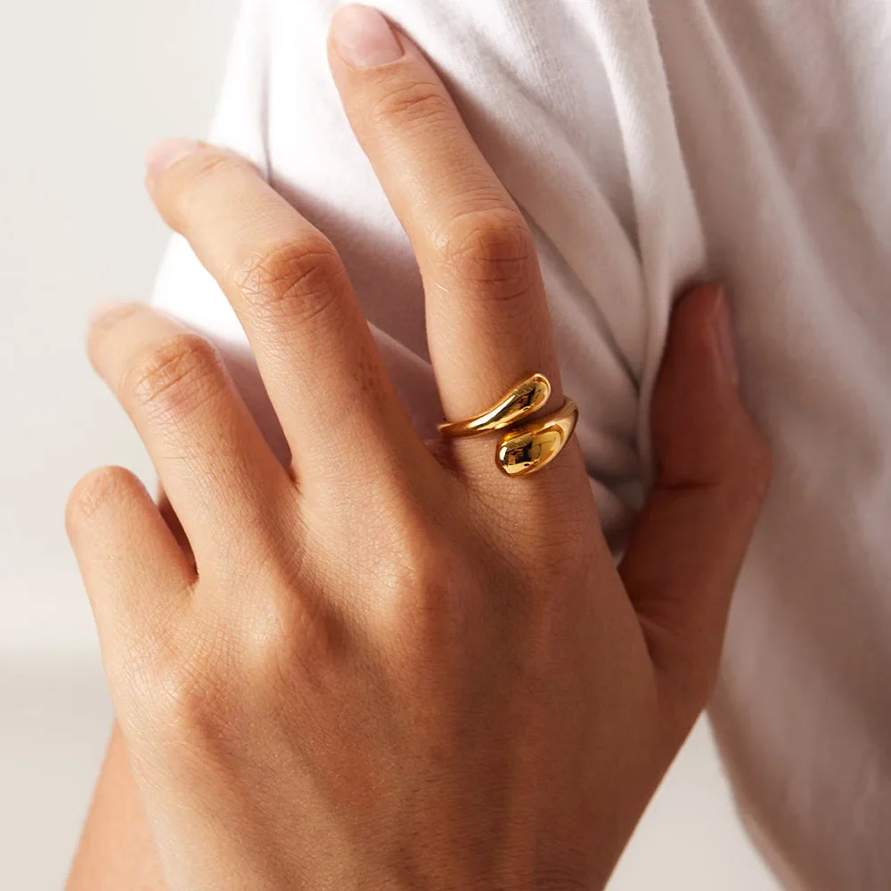 18k banhado a ouro 316l aço inoxidável chunky anéis para mulheres cruz ajustável aberto anéis jóias acessórios