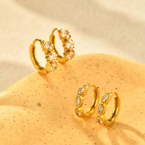 Brincos de argola de zircônia de aço inoxidável, brincos pequenos redondos huggie, joias de orelha de piercing de círculo de zircônia feminino
