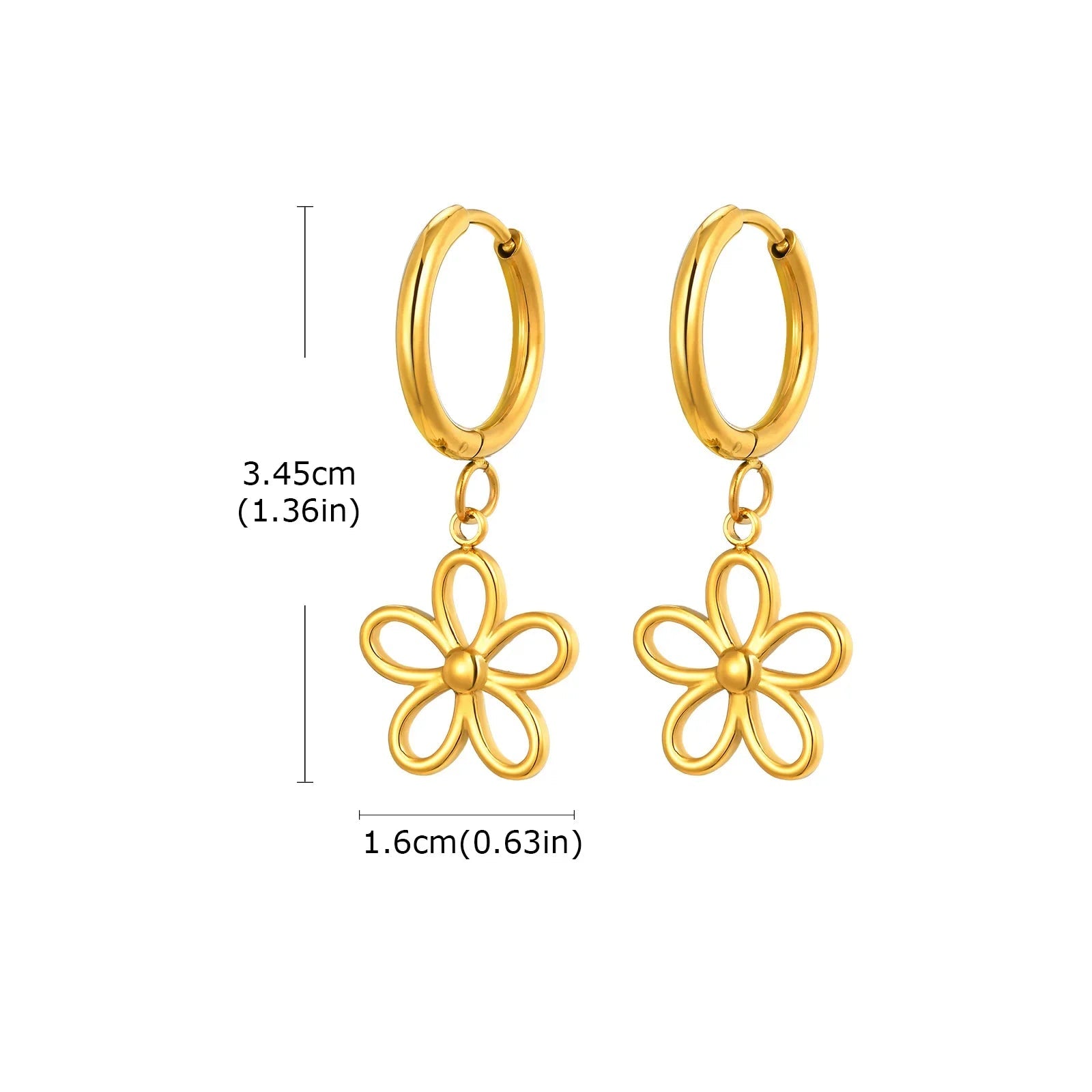 Brinco de Ouro Feminino Flor Geométrica Elegante