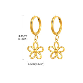 Brinco de Ouro Feminino Flor Geométrica Elegante