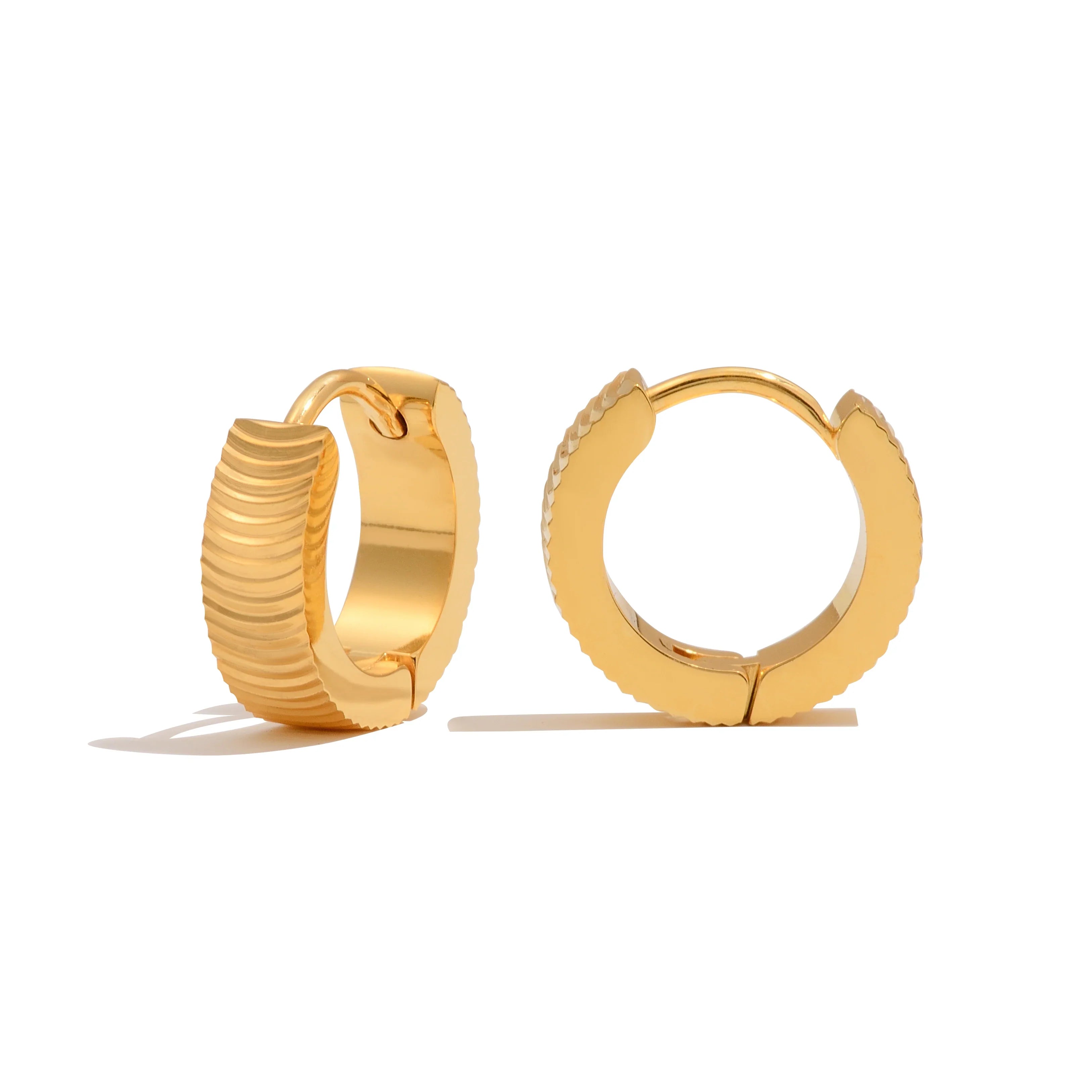 Brinco de Ouro 18k Feminino Clássico Listrado