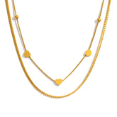 Colar Dourado de Corações em Camadas