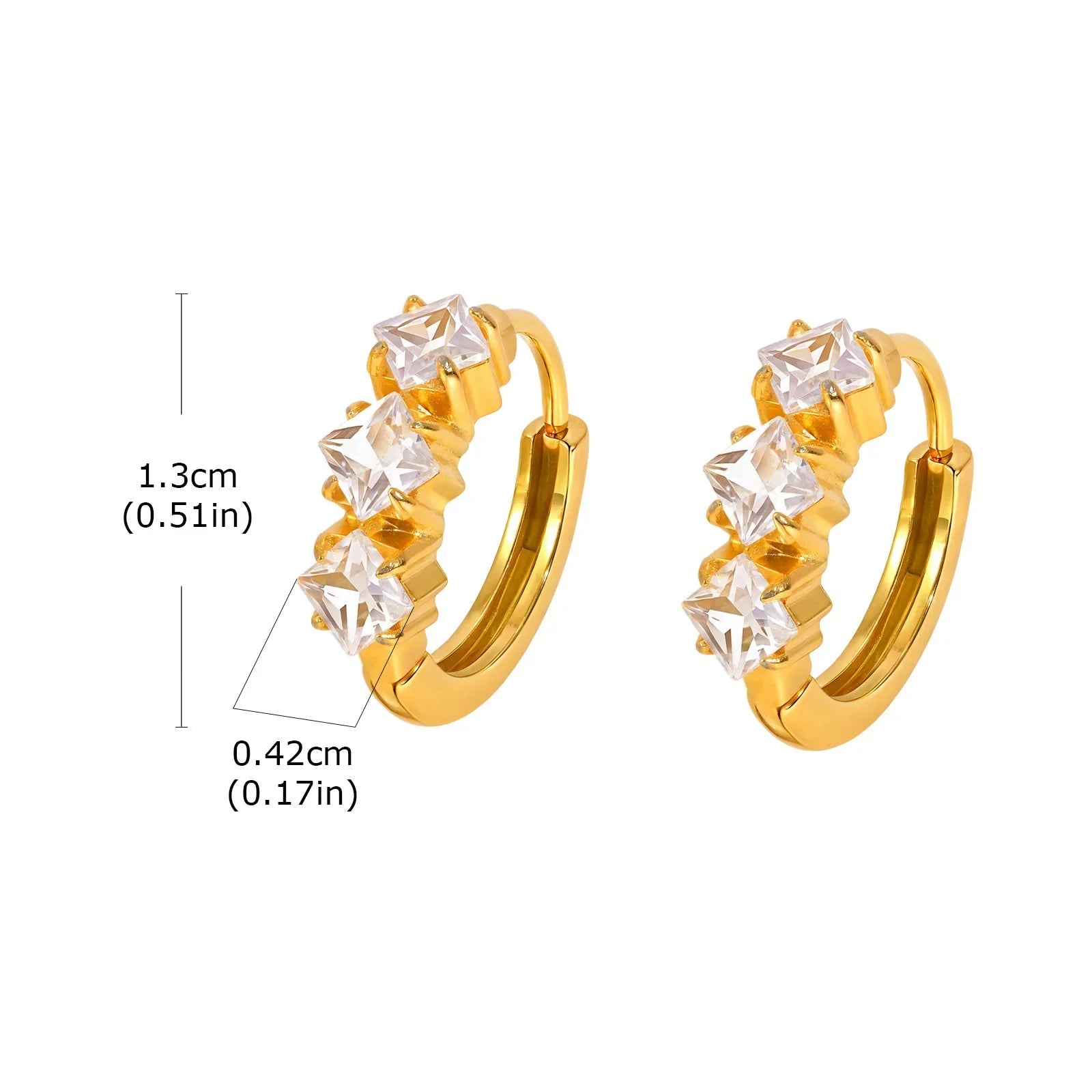 Brinco Argola Feminino Zircônia Dourada Elegante