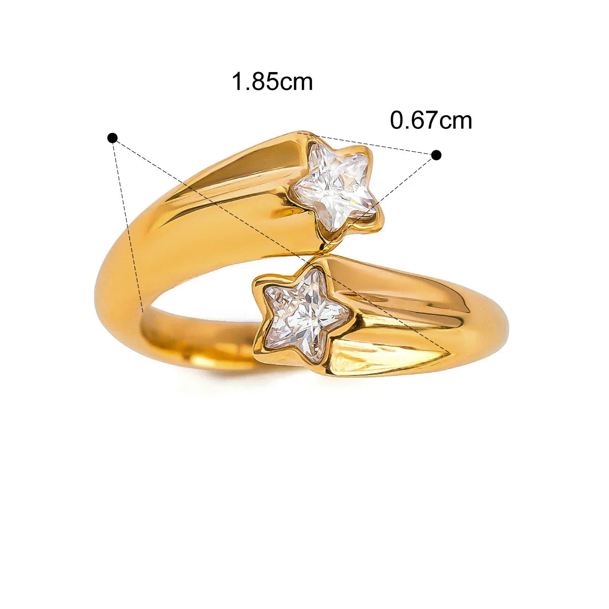 Anéis Geométricos de Zircônia Banhados a Ouro 18k