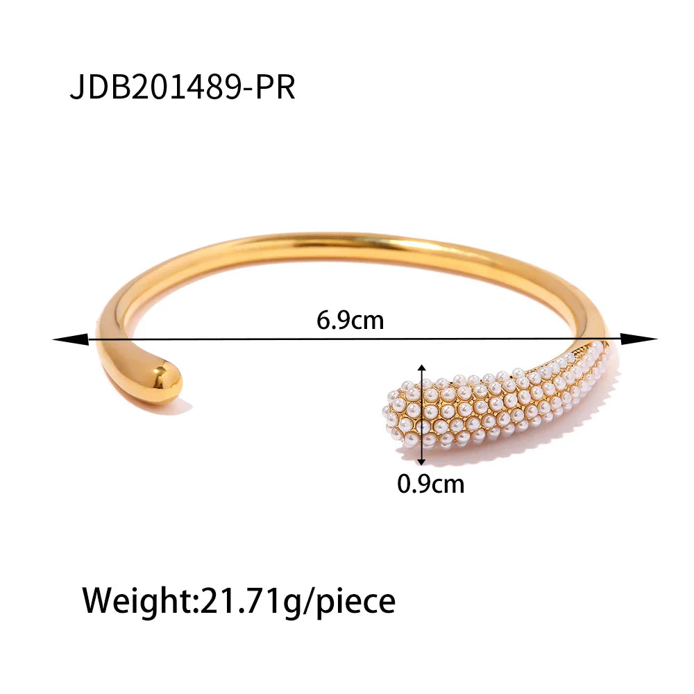Pulseira Unissex de Aço Inoxidável Dourada Moderna