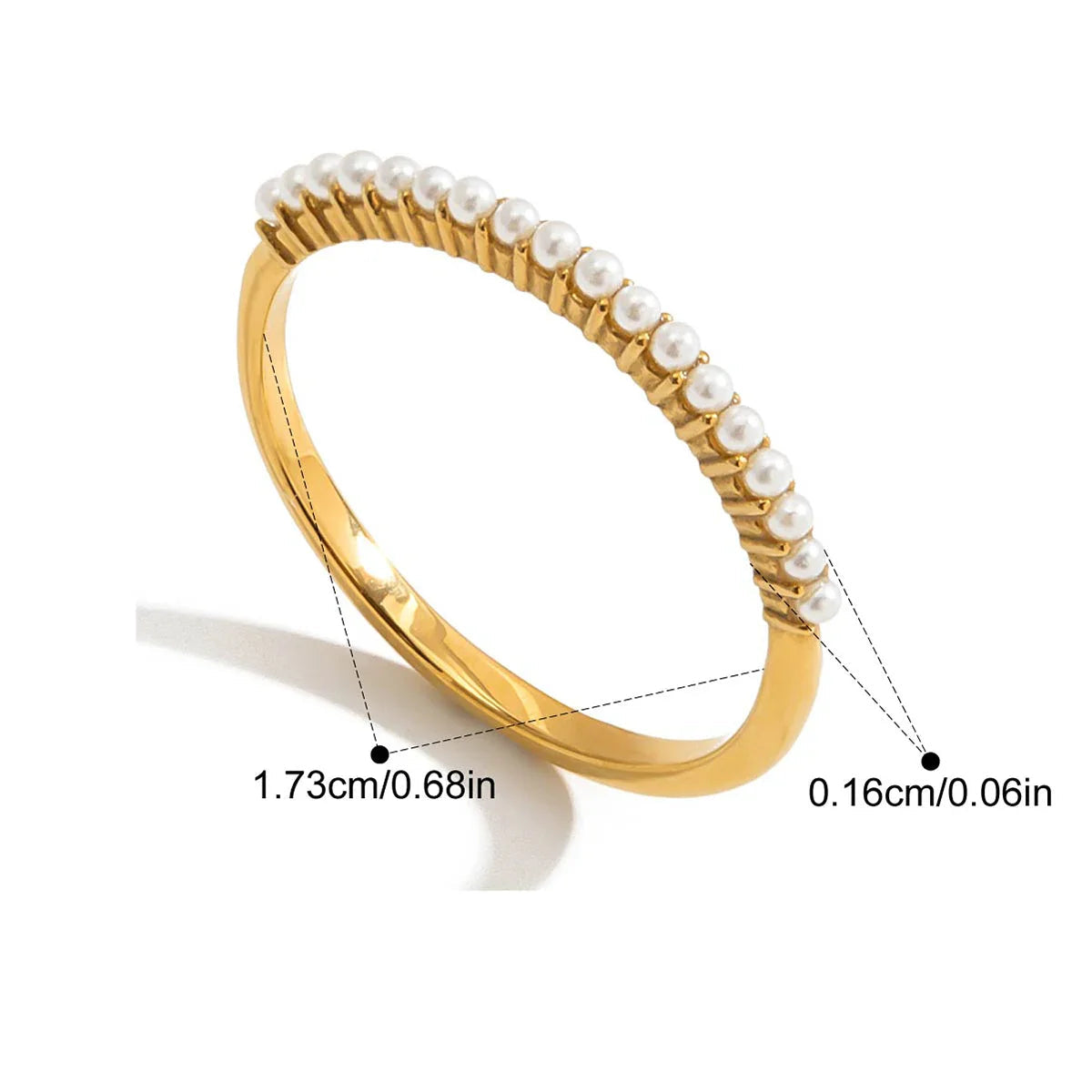 Anel Feminino Pérola Simulada Banhado a Ouro 18k
