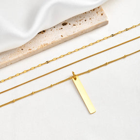 Colar de Pingente Vertical em Camadas para Mulheres, Corrente de Clavícula, Colar Choker, Joias Banhadas a Ouro 18K PVD, à Prova d'Água