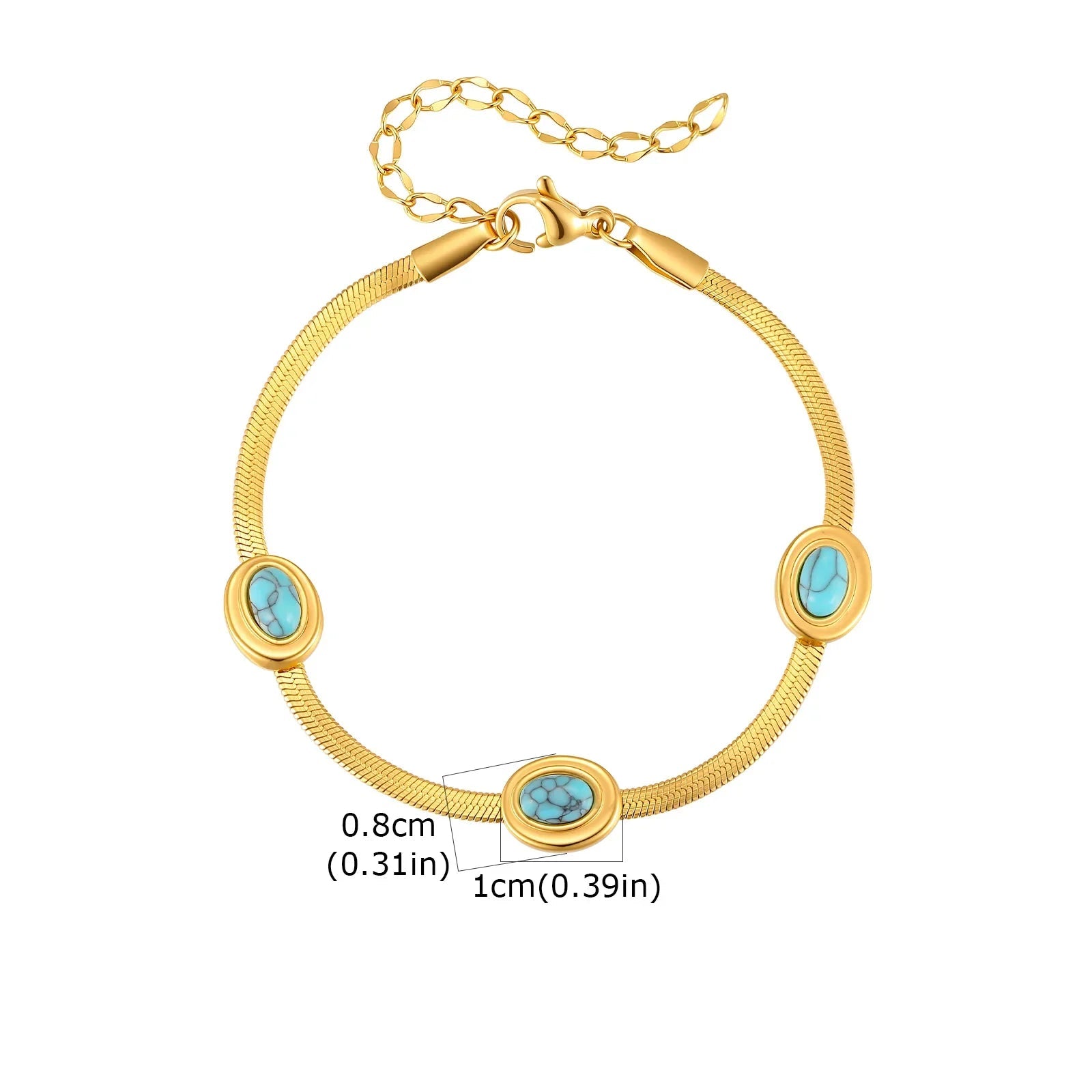 Conjunto de Semi Joias de Aço Inoxidável com Pedra Natural