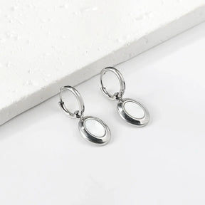 Brincos de Moda Minimalista em Forma de Concha Oval, Acessórios Elegantes Vintage em Aço Inoxidável com Revestimento Dourado para Mulheres/Meninas