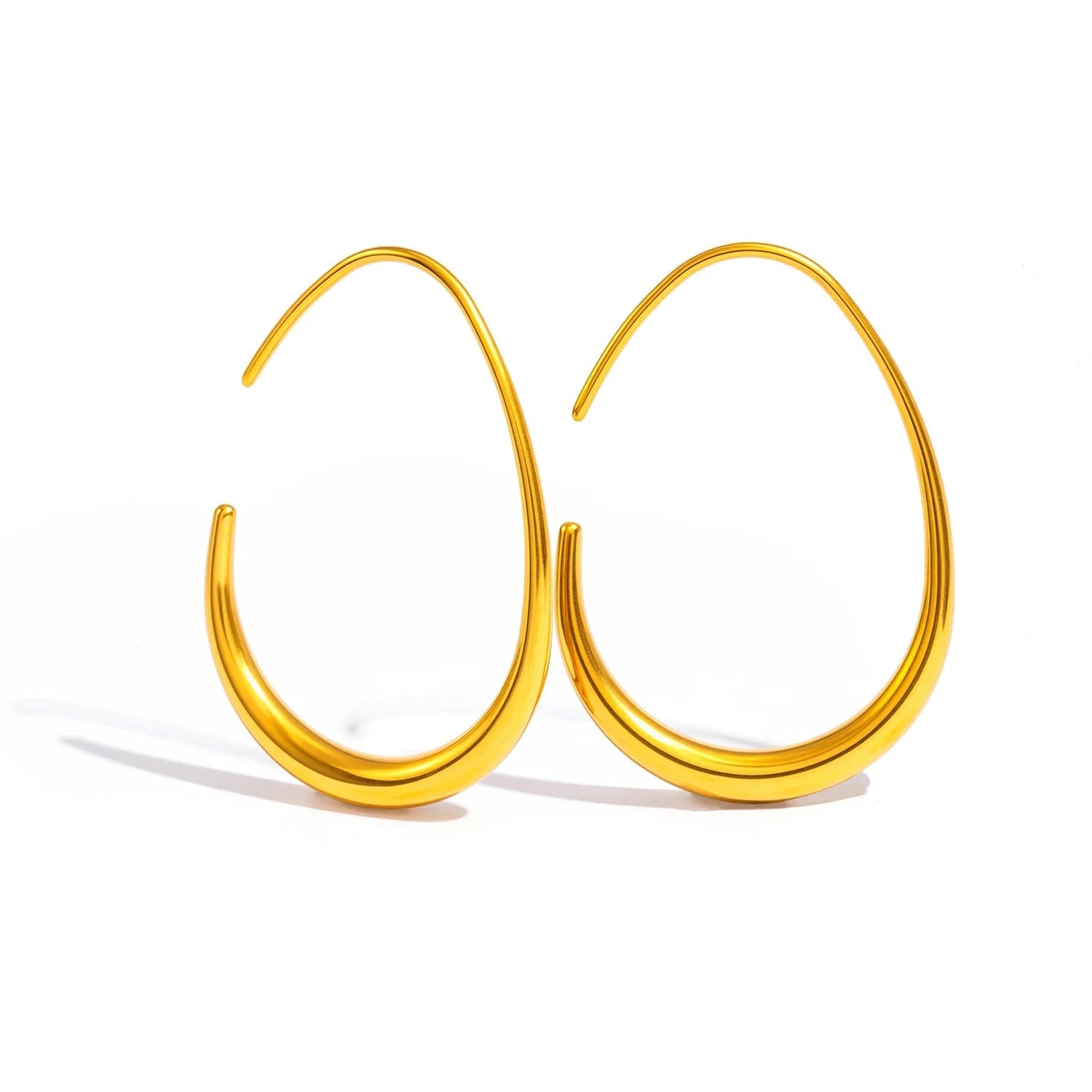 Brincos femininos clássicos circulares e argolas – 3 tamanhos, aço inoxidável banhado a ouro 14K leve, itens essenciais diários hipoalergênicos