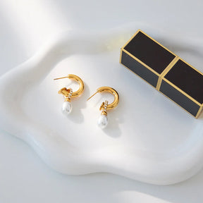 Youthway elegante cristal imitação de pérola brincos para mulheres minimalista 18k banhado a ouro brincos de aço inoxidável moda jóias