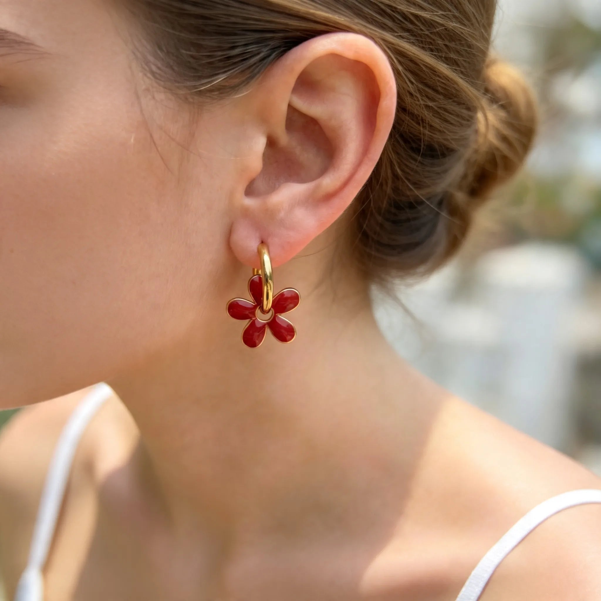  Brincos de Flor Geométrica Oca em Aço Inoxidável da Moda para Mulheres, Joia Elegante à Prova d'Água para Presente de Aniversário